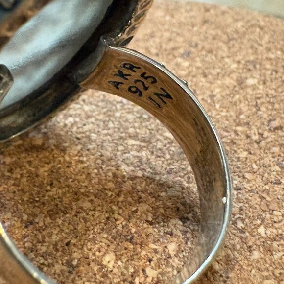 Amy Kahn Russell Feather Design Ring Beneath Faceted Quartz Ring - Picture 4 of 10